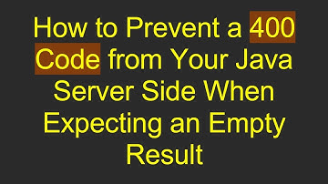 How to Prevent a 400 Code from Your Java Server Side When Expecting an Empty Result