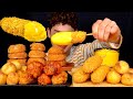 ASMR 라면땅 치즈쏙 핫도그🌭 어니언링 치즈볼 양념치킨 닭다리 먹방~!! Crispy Corn Dog With Onion Ring Cheese Ball🧀MuKBang~!!