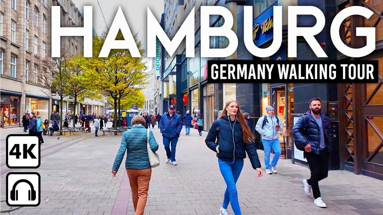 ГАМБУРГ, Германия 🇩🇪 Пешеходная экскурсия в 4K по самому сердцу немецкого портового города