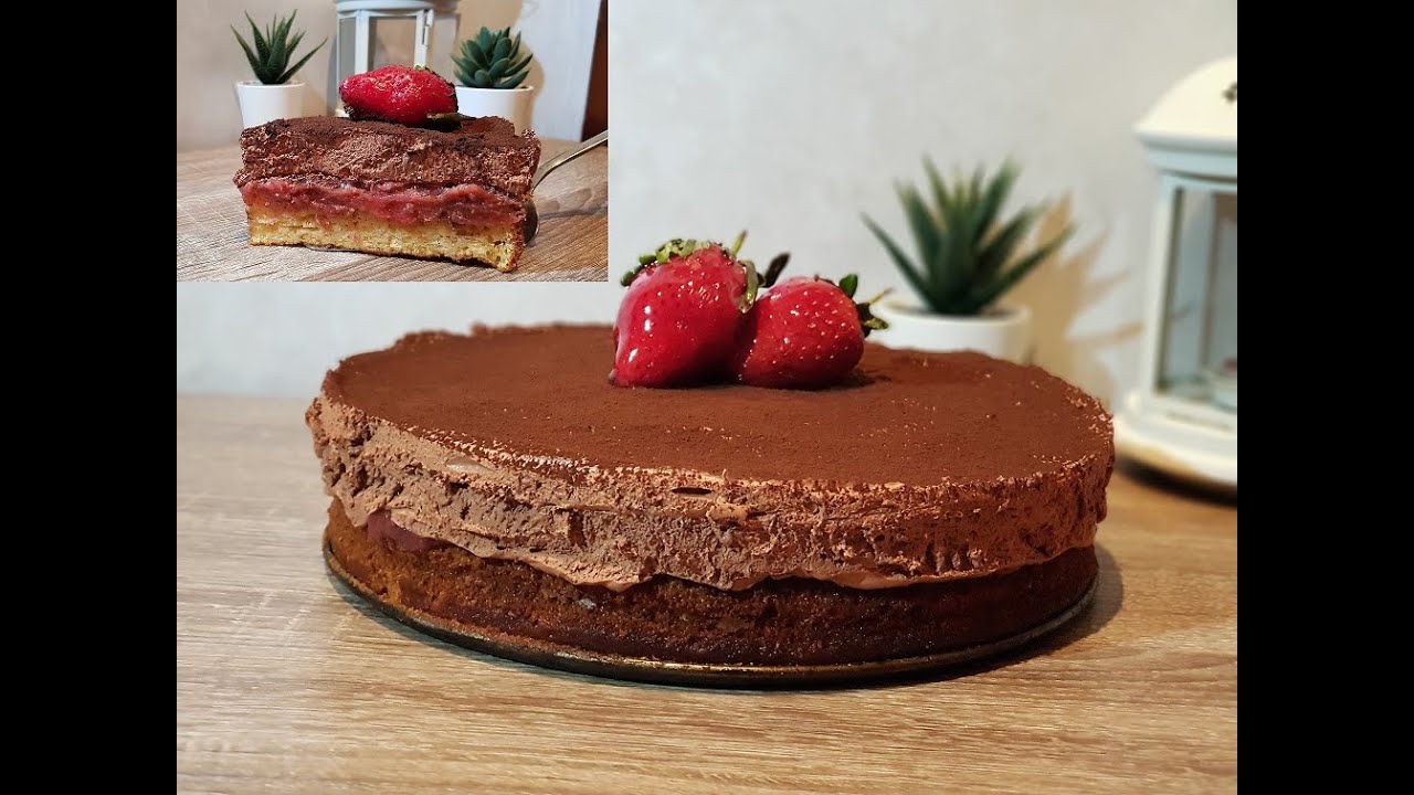 كيكة بمذاق خيالي ولا اروع بكريمة الشوكولا و حشوة الفراولة