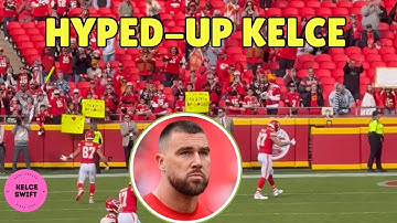 Travis Kelce HYPING UP the crowd for Taylor Swift before Chiefs vs Colts game