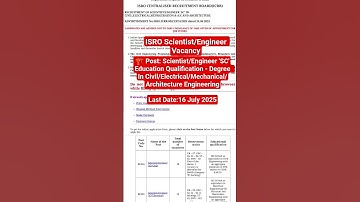 ISRO Scientist/Engineer Recruitment |Civil Electrical| Mechanical| Architecture #ISRO#btechjobs