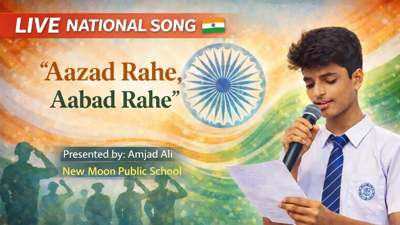 LIVE National Song 🇮🇳 | Aazad Rahe, Aabad Rahe | Amjad Ali | New Moon Public School