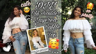 DIY Off-shoulder top with layered ruffle| step by step tutorial DREAM Episode 39|Dreampatel!