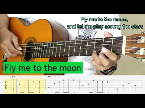 FLY ME TO THE MOON Easy Fingerstyle Guitar Tutorial TAB Chord Lyric