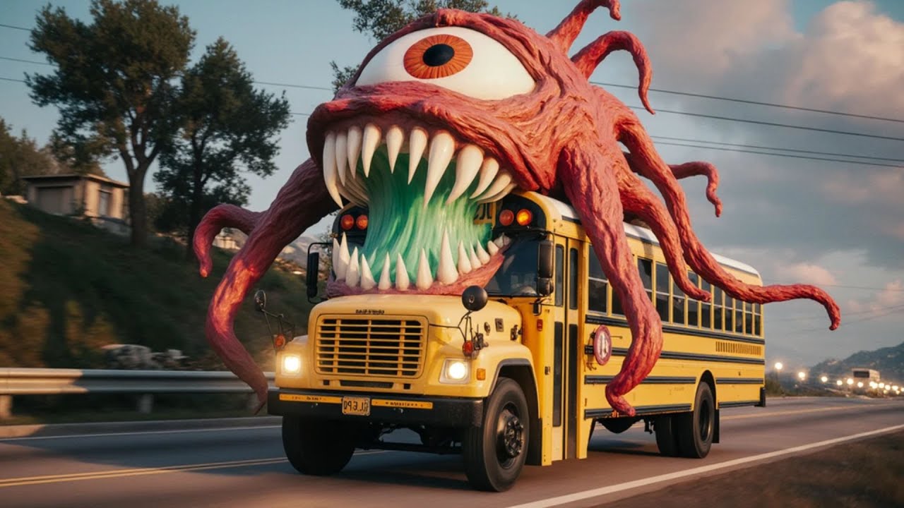 🚌😱The kitten suddenly encountered a mutated school bus monster！💥 