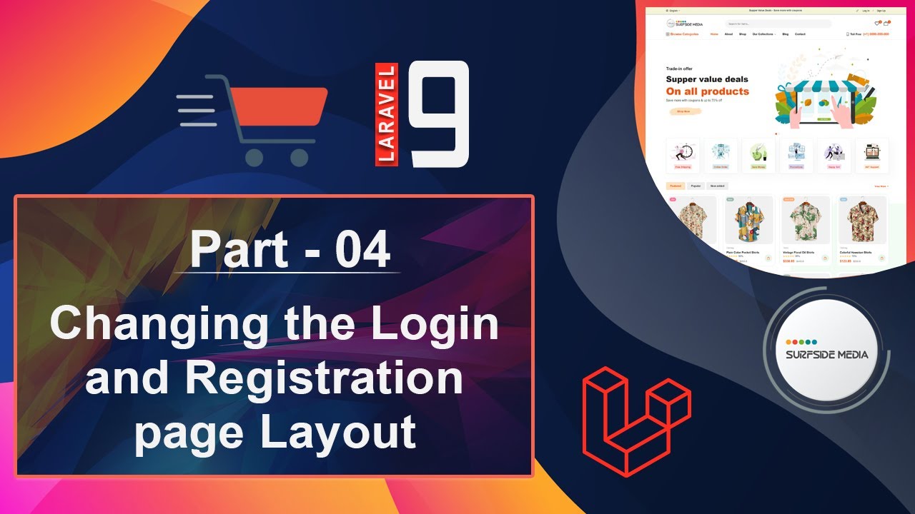 Laravel 9 E-Commerce - Changing the Login and Registration page Layout