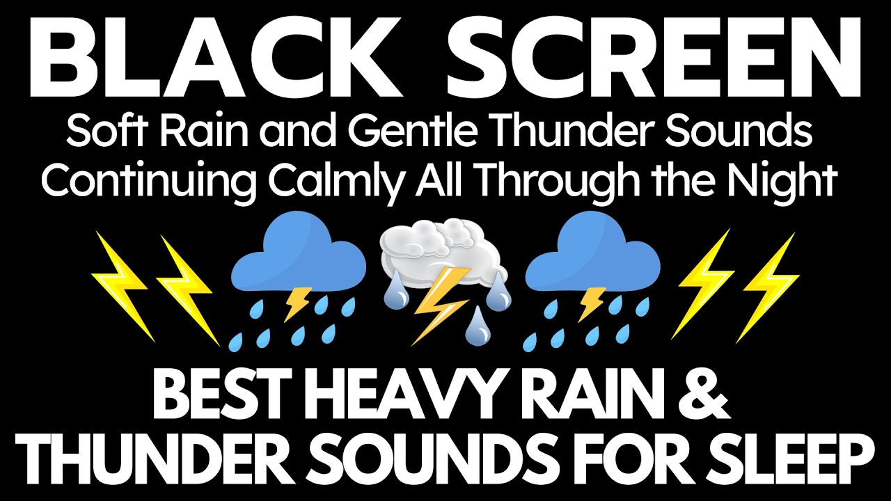 Soft Rain and Gentle Thunder Sounds Continuing Calmly All Through the Night | 12 Hours - No Ads