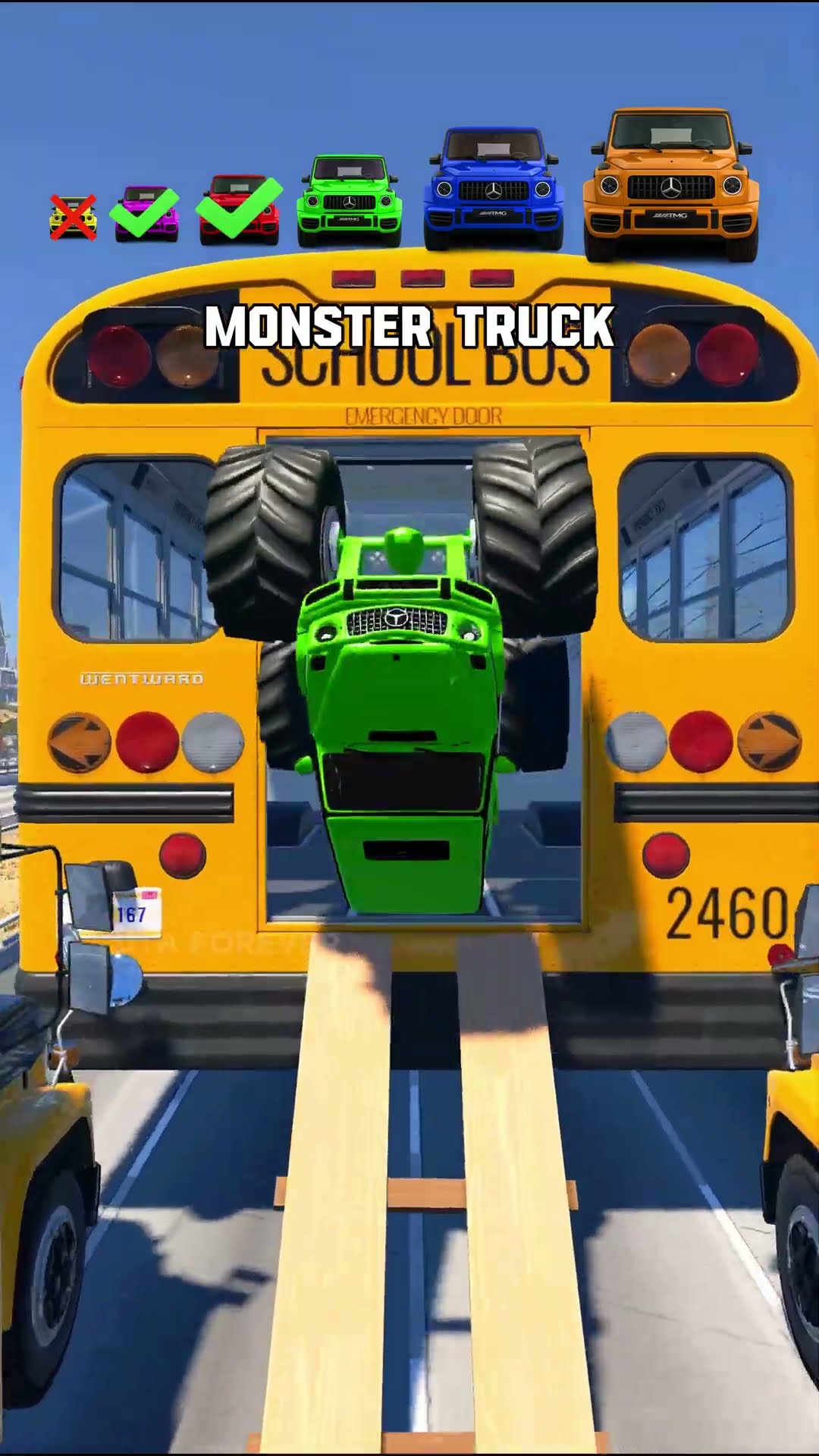 Big & Small Cars vs Big & Small Moving School Buses