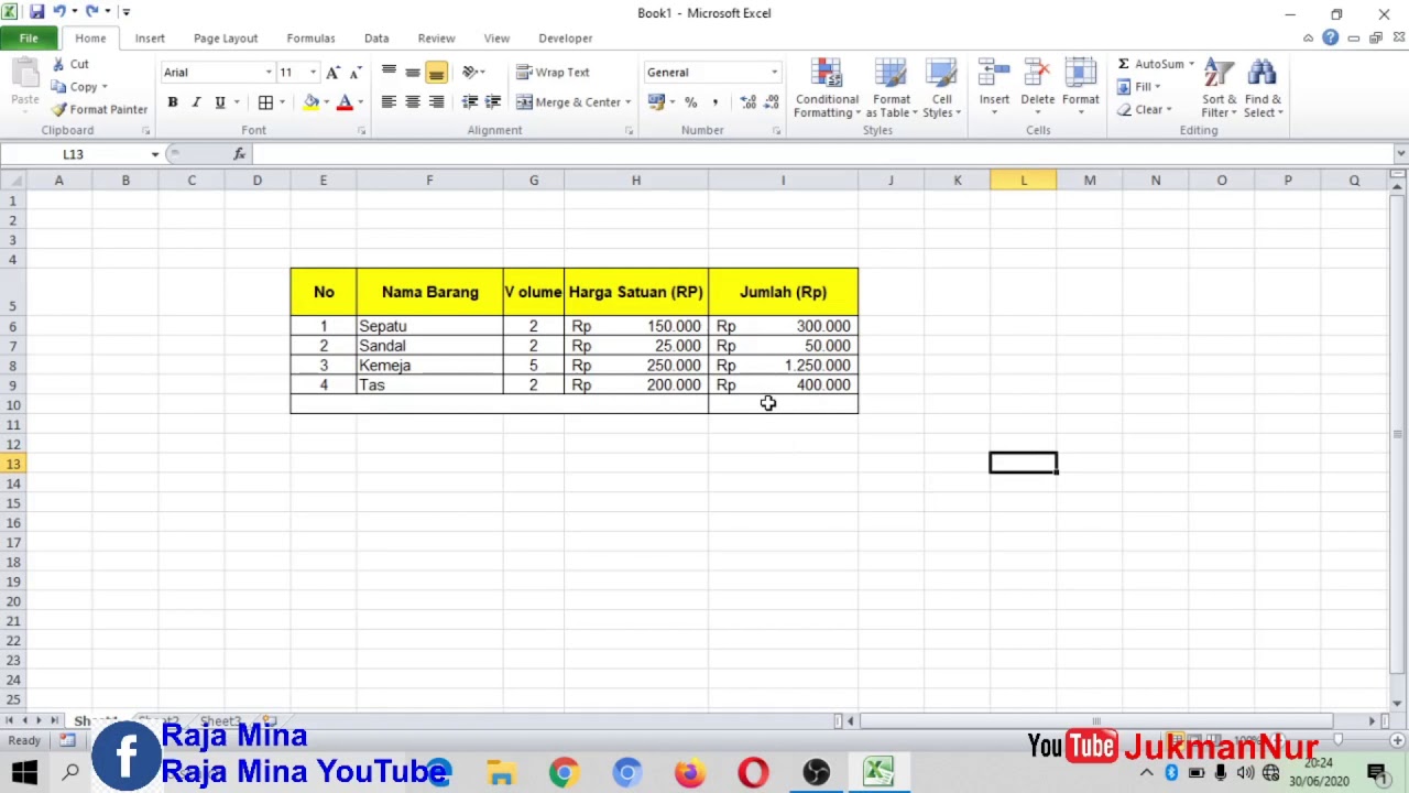 Rumus Penjumlahan dan Perkalian di MS Excel - YouTube