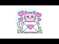 🎨 Valentine’s Day Coloring for Kids | Cute Cat with Heart Envelope | Calm Music 🐱💌