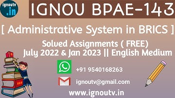 IGNOU BPAE-143 Solved Assignment July 2022 & Jan 2023  [FREE] || BAG || BAPAH || IGNOU TV || IGNOU |