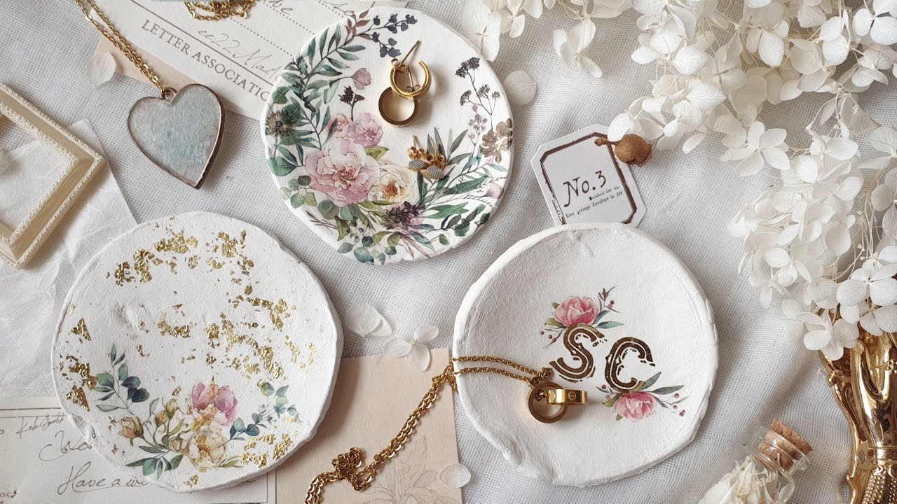 diy clay dishes • easy print-on sticker florals [craft vlog tutorial]