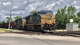CSX Railroad Diamonds & Huge Herzog Rock Train!  Fast Mixed Freight Train At Odd Railway Crossing