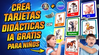 Cómo crear tarjetas didácticas de animales para niños  con IA GRATIS | LEONARDO AI   CANVA