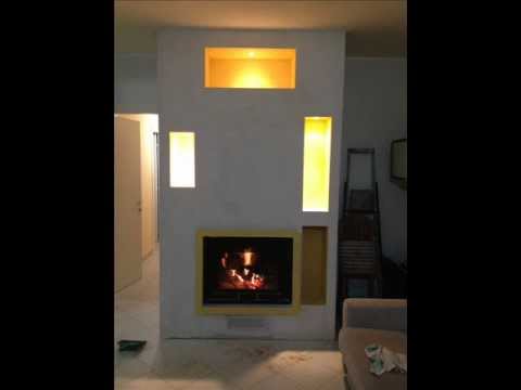Cartongesso su termocamino youtube Cornice in cartongesso per tv