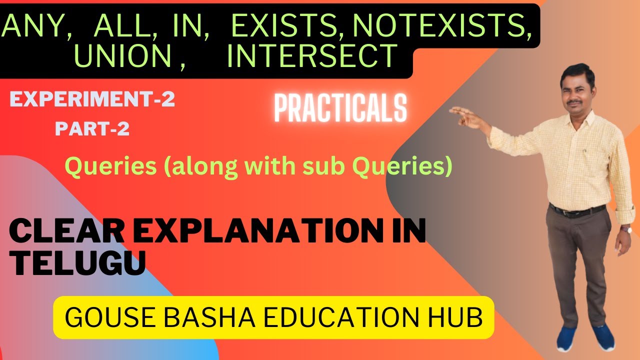 ANY ALL IN EXISTS NOTEXISTS UNION INTERSECT In SQL sql Any all in exists notexists union intersect in sql sql