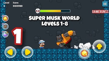 Super Musk World: Jungle Run - Gameplay Walkthrough Android Part 1 - Levels 1-8