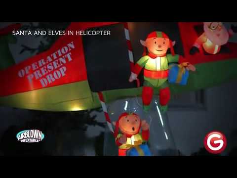 Santa And Elves In Helicopter Animated Airblown Inflatable Youtube