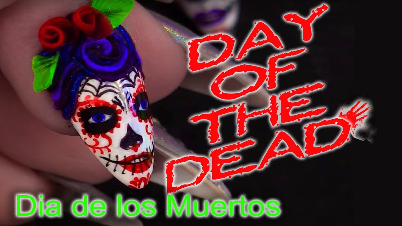 Day of the Dead - Sugar Skulls Nail Art Tutorial nails chermside