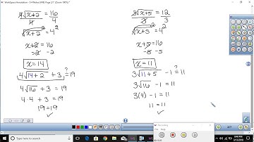 5-4 Video Notes (Solving Radical Equations)