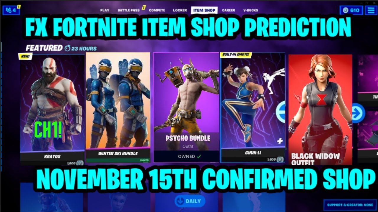 Fortnite Item Shop Prediction November 23, 2023 Find the list of skins