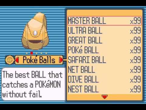 All Pokeball Pokemon Sapphire and extra codes