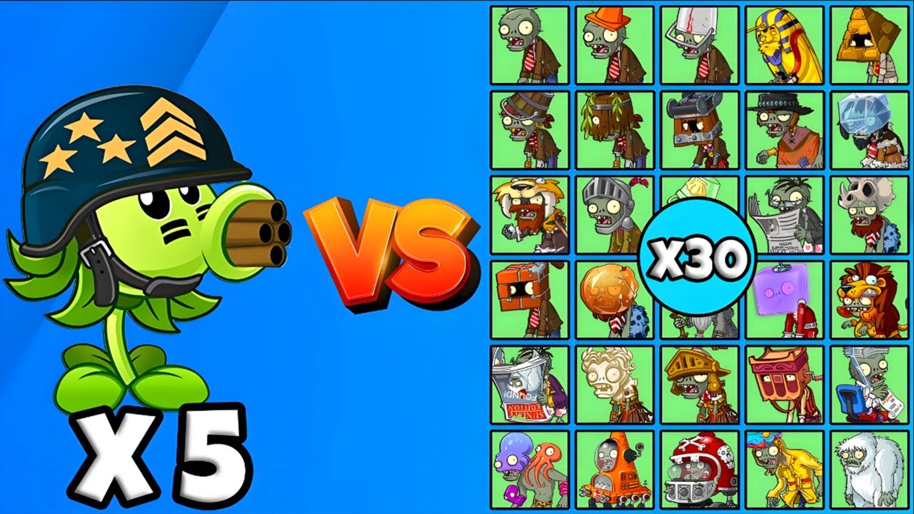 Mega Gatling Pea Vs Todos Los Zombis X30 | PvZ2