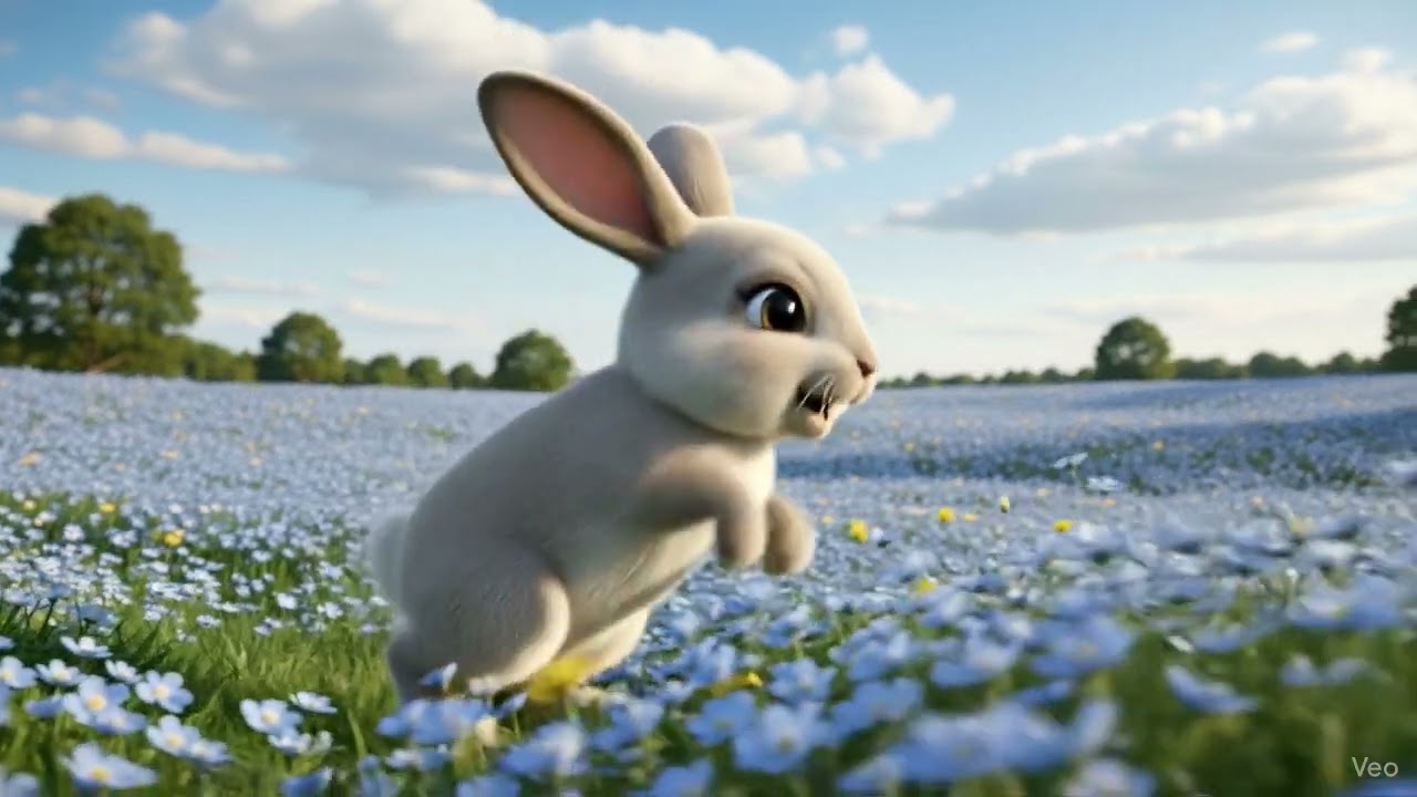 Bunny in a Field of Nemophila 🐰💙 A Calm Spring Moment　　　　　　　ネモフィラ畑とうさぎ🐰💙春のやさしいひととき