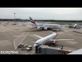 Emirates A380 pushback, taxiing and takeoff at Dusseldorf
