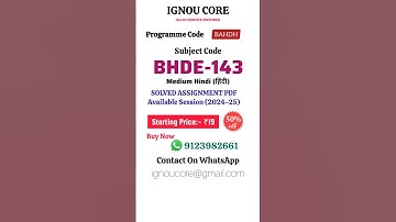 BHDE 143 Solved Assignment PDF 2024-25 in Hindi, BAHDH program BHDE-143 Solved assignments
