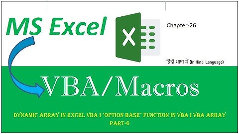 Ch26 I Dynamic Array in Excel VBA I Option Base Function in VBA I VBA Array I VBA Macros