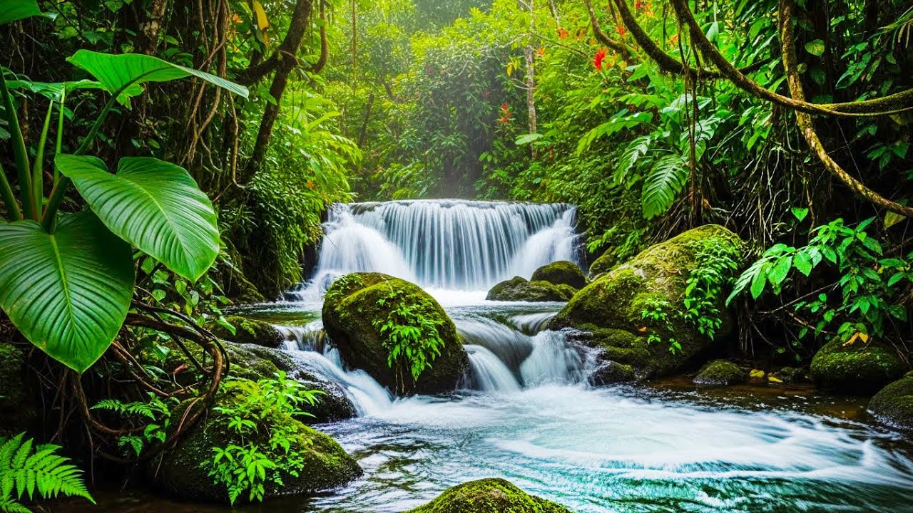 River Flowing Birds Chirping | Natural Forest Sounds for Sleeping ...