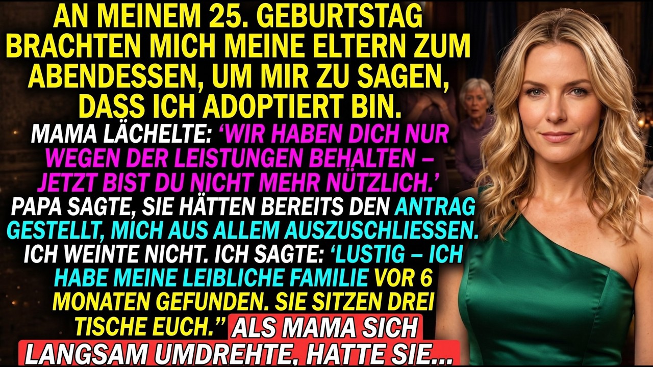An meinem 25. Geburtstag lud mich meine Familie ins teuerste Restaurant der Stadt ein – und meine Mutter sagte zu mir: „Du bist adoptiert, Page. Wahrscheinlich wusstest du das irgendwie schon.“...