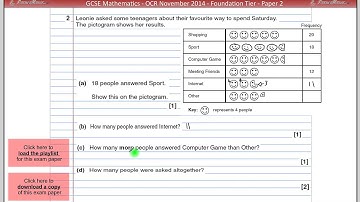 GCSE Mathematics - OCR November 2014 - Paper 1 (Foundation) Q2