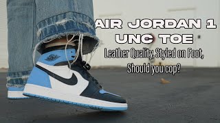 Jordan 1 UNC Toe Review | On Feet | Leather Quality  - Should you cop?