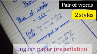 Pair of words presentation in English paper / English paper presentation