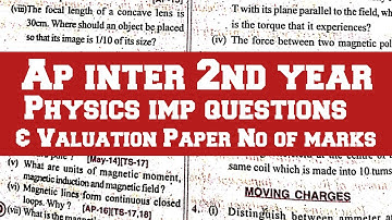 Ap intermediate 2nd year physics important questions 2022 | ap inter 2nd year physics