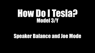 How Do I Tesla? Speaker Balance and Joe Mode (Model 3 / Y)