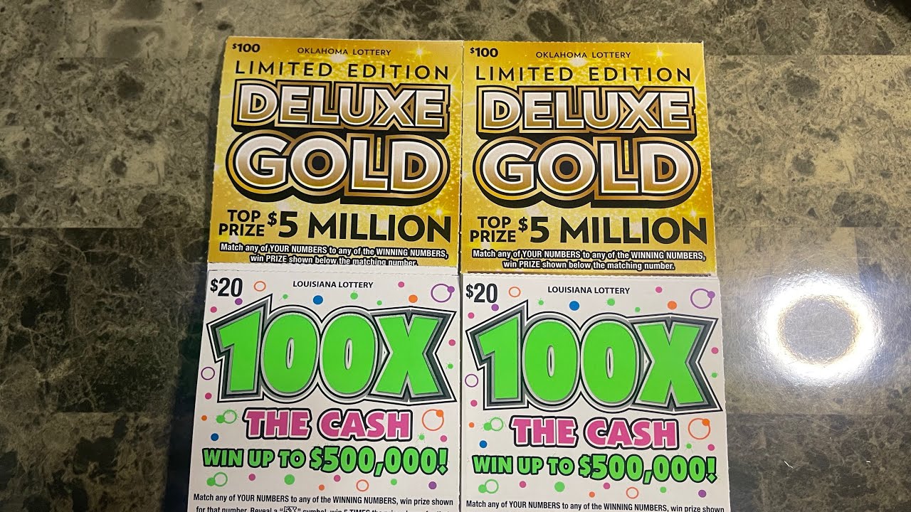Билеты OKLAHOMA DELUXE GOLD на 100 долларов и LUISIANA 100X на 20 долларов