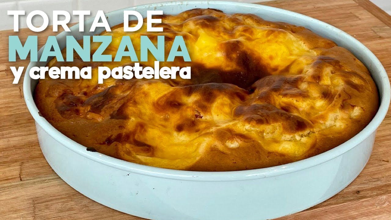 TORTA MÁGICA  CON 2 MANZANAS SIN MANTECA SIN ACEITE con crema pastelera 🥰