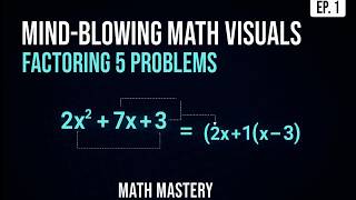 Factoring 5 Problems  #MathAnimation #Algebra  #algebra #factoring