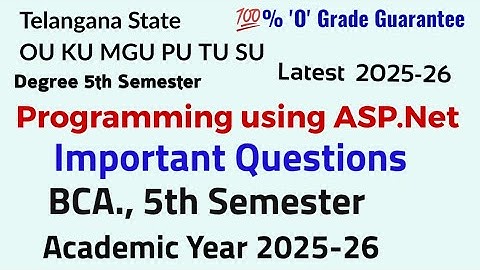 Programming Using ASP.Net | Important Questions | 2025 - 26 |  BCA.,  5th semester OU KU MGU PU TU