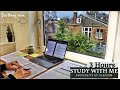 3 HOUR STUDY WITH ME | Background noise, Gentle Rain, Typing Sounds, 10-min break, No Music, Rainy