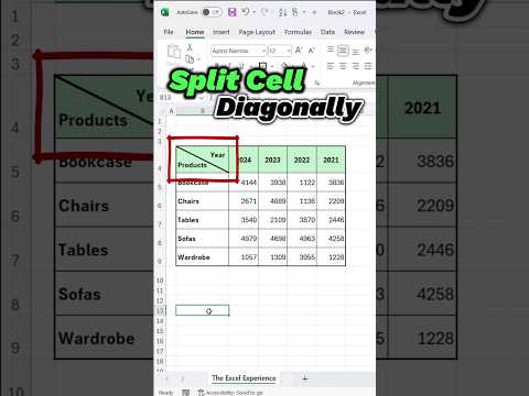 Split Cell Diagonally in Excel...#viralshorts #excelshorts