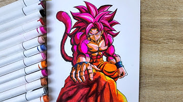 How to Draw Goku Super Saiyan 4 [ Dragonball daima ]- Step by step Drawing tutorial 