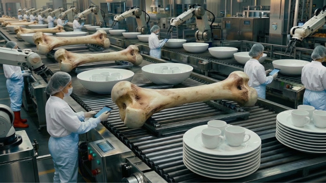 Dentro de la mayor fábrica de vajillas: De los huesos de animales a los platos (Proceso completo)