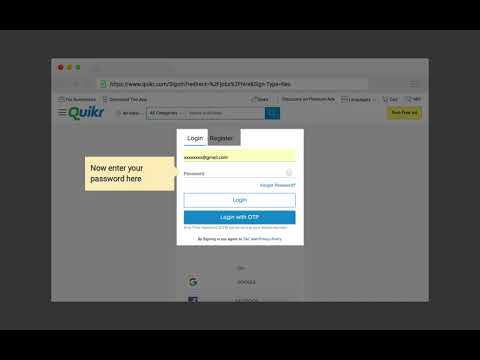 Quikr Jobs login with email & password