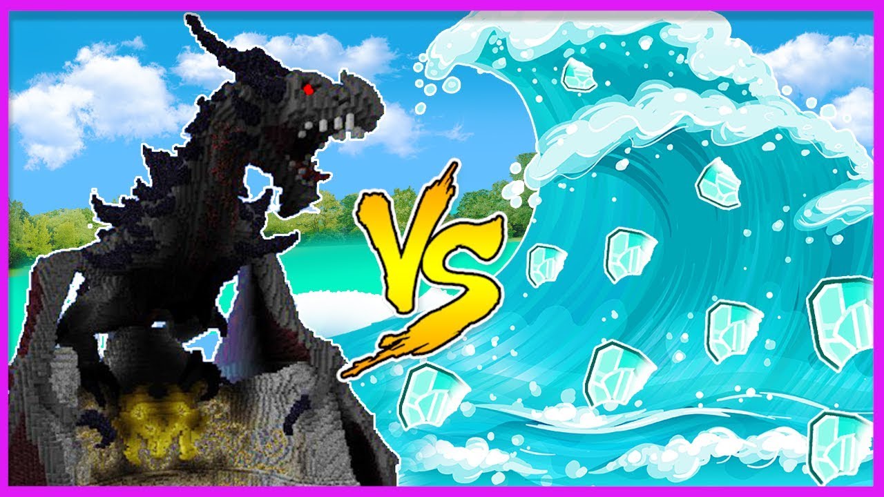 challenge base war commander DIAMOND TSUNAMI VS DRAGONS - Minecraft Tsunami Vs Base Challenge