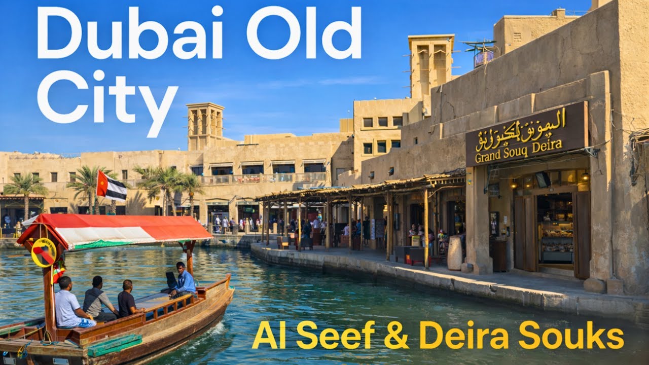 Dubai Old City | Al Seef, Abra & Deira Souks | 4K Walking